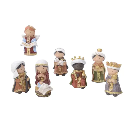 Figurine Multicolored Child Nativity Multicolored - pack of 4