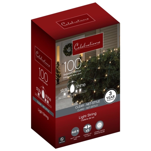 Christmas Lights Stay Shine Incandescent Mini Clear/Warm White 100 ct Net 6 ft.