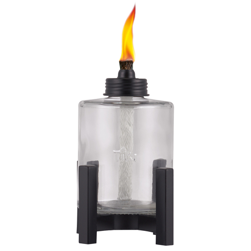 Tiki 1120062 Tabletop Torch Black/Clear Glass/Metal 6.5" Elevated Black/Clear