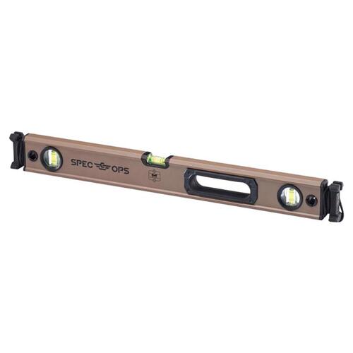 Spec Ops SPEC-LEVEL24 Level with Bungee 24" Aluminum Box Beam 3 vial Brown