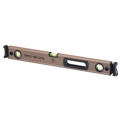 Level with Bungee 24" Aluminum Box Beam 3 vial Brown