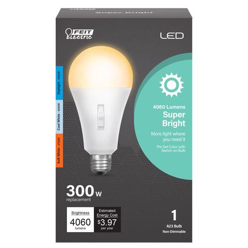 LED Bulb A23 E26 (Medium) Tunable White/Color Changing 300 Watt Equivalence White