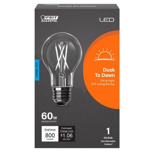 LED Dusk to Dawn Bulb A19 E26 (Medium) Daylight 60 Watt Equivalence Clear