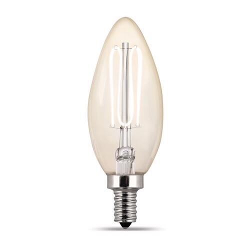 Feit Electric CTC40927CATFIL2 Filament LED Bulb Mini Candelabra E12 (Candelabra) Soft White 40 Watt Equivalence Clear