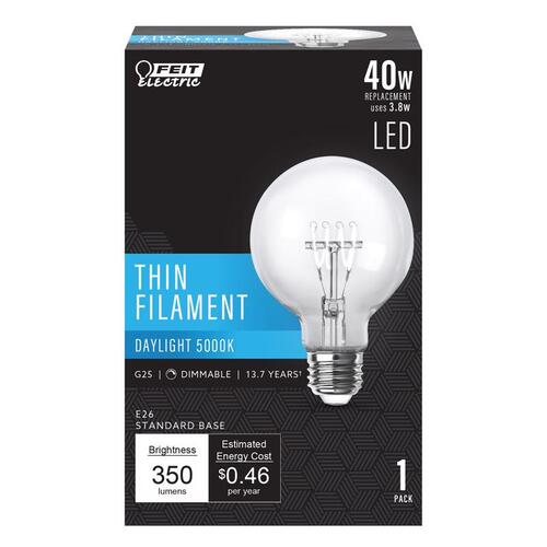 Filament LED Bulb G25 E26 (Medium) Daylight 40 Watt Equivalence Clear