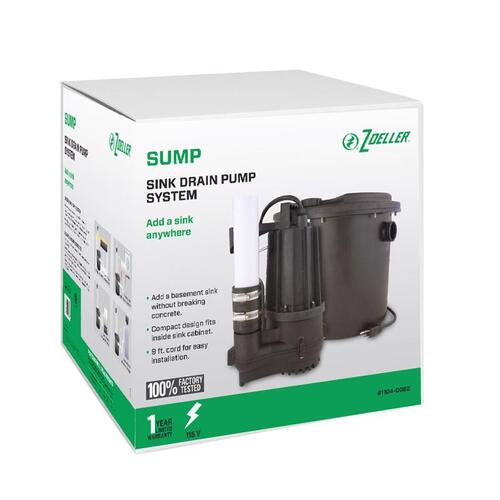 Star Water Systems 1104-0082 Sink Pump System 1/3 HP 2580 gph Thermoplastic Vertical Float Switch Bottom AC