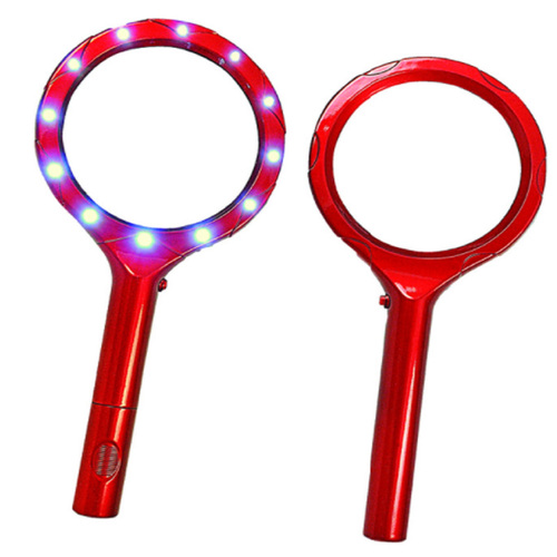 Round Magnifying Glass LED Red - pack of 12