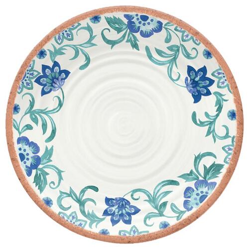 TarHong PAN1105MDRTF Dinner Plate Multicolored Melamine Rio Turquoise Floral 10.5" D Multicolored