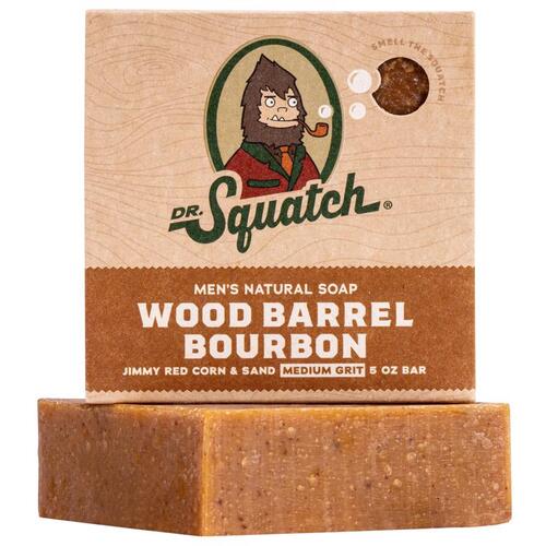 Dr. Squatch RTLBARWBB-6-6 Soap Bar Wood Barrel Bourbon Scent 5 oz