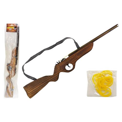 Rubber Band Rifle Wood Toys Wood Brown - pack of 12