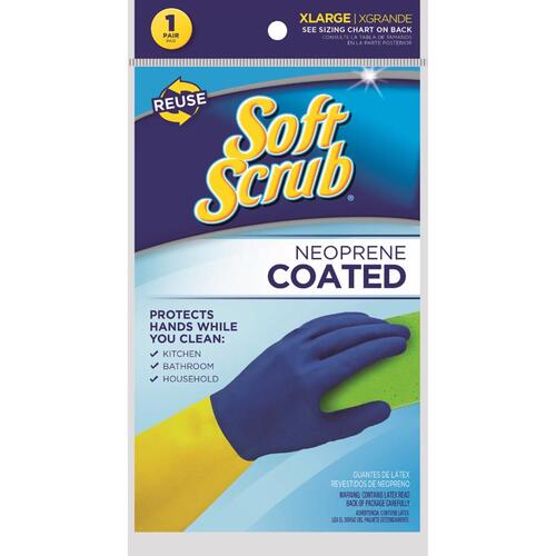 SOFT SCRUB 12684-26 Cleaning Gloves Latex/Neoprene XL Blue/Yellow Blue/Yellow