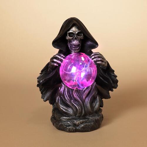 Gerson 2598570 Halloween Decor 10.75" Grim Reaper With Magic Ball