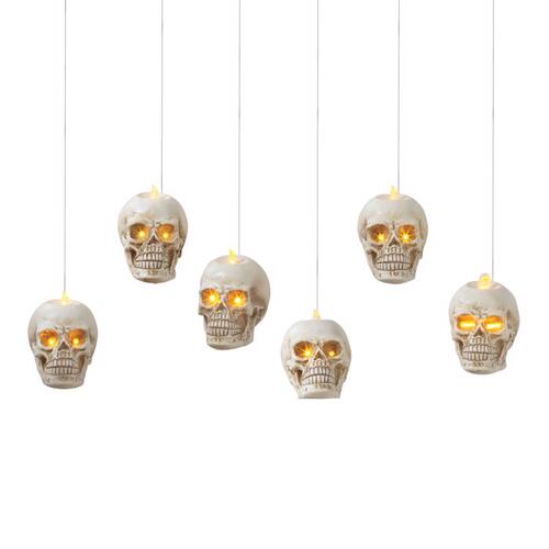 Gerson 2589870 Halloween Decor 4.92" Lighted Hanging Skulls