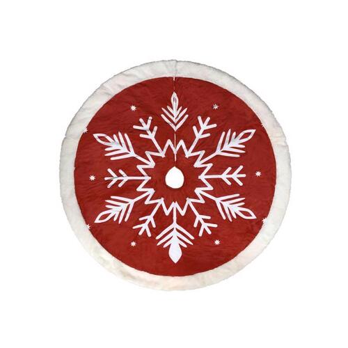 Celebrations 22F01962RS Indoor Christmas Decor Home Red/White Scandinavian Snowflake Tree Skirt 28" Red/White