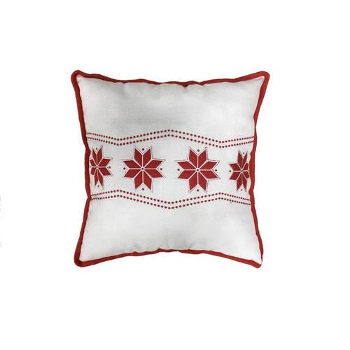 Celebrations 22F01977RS-XCP4 Indoor Christmas Decor Home Red/White Faux Linen and Scandinavian Snowflake Pillow 16 i Red/White - pack of 4