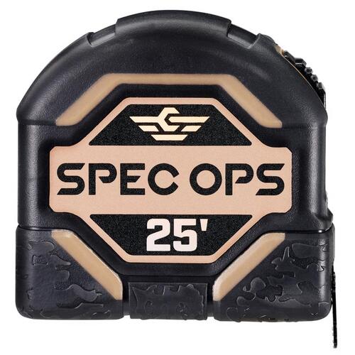 Spec Ops SPEC-TM25 Tape Measure 25 ft. L X 3.12" W Black