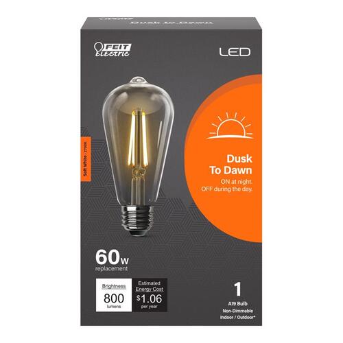 LED Dusk to Dawn Bulb ST19 E26 (Medium) Soft White 60 Watt Equivalence Clear