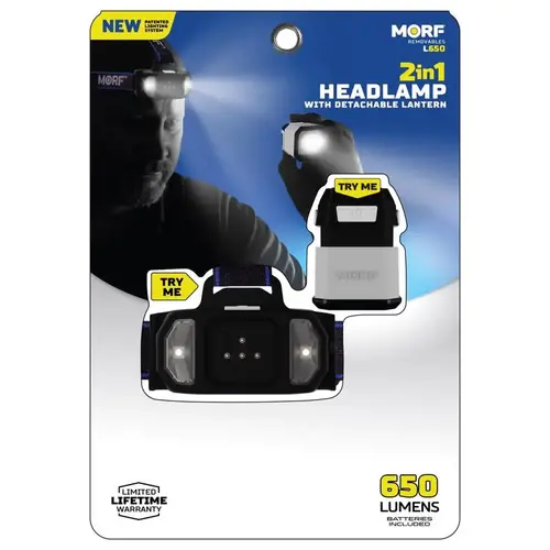 MORF L650 650 Lm. LED Removable 3-in-1 Headlamp Flashlight to Lantern Lighting System Black