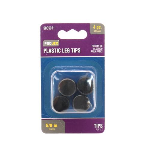 Leg Tip Plastic Black Round 5/8" W Black