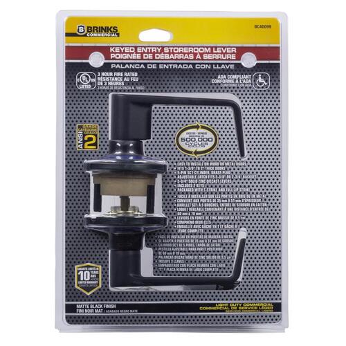 Brinks Commercial BC40099 Storeroom Lockset Matte Black 2" Matte Black