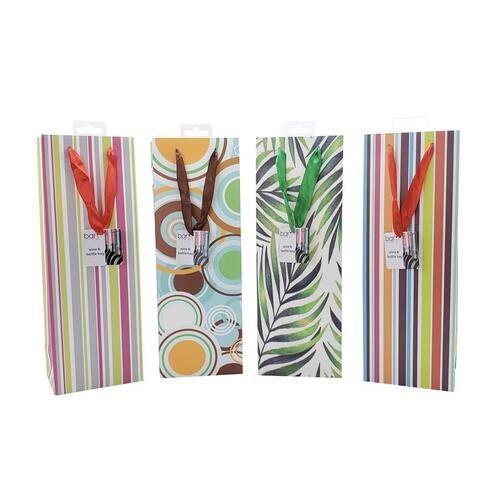 BarY3 BAR-0403 Bottle Gift Bag 12 lb. capacity Multicolored Paper Multicolored