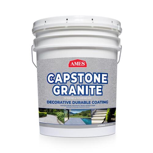 Ames CPG5QS Concrete Floor Paint Capstone Granite Gloss Quicksilver Water-Based Acrylic 5 gal Textured
