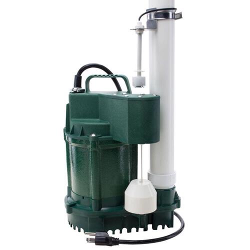 ZOELLER 1099-0001 Sump Pump 3/4 HP 80 gph Cast Iron Vertical Float Switch AC Submersible