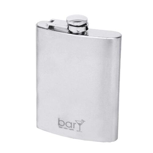 Flask 8 oz Silver Stainless Steel Silver