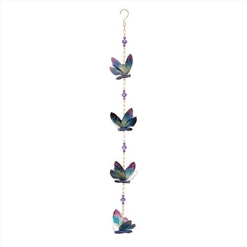 Outdoor Decoration Multicolored Acrylic/Glass/Metal 41" H Hanging Ornament Butterfly Outdoor Decora Multicolored