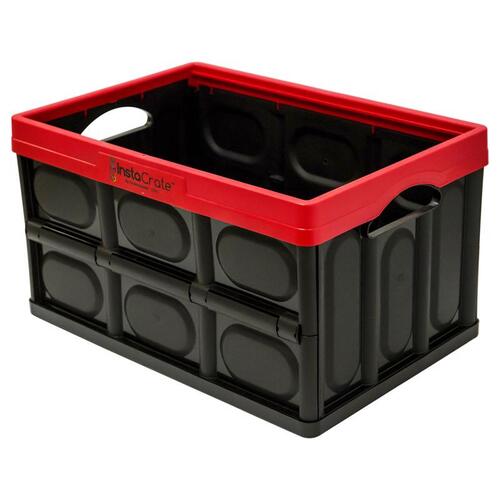 Greenmade 691323-XCP4 Folding Crate InstaCrate 12 gal Black/Red 11.7" H X 14.2" W X 21" D Stackable Black/Red - pack of 4