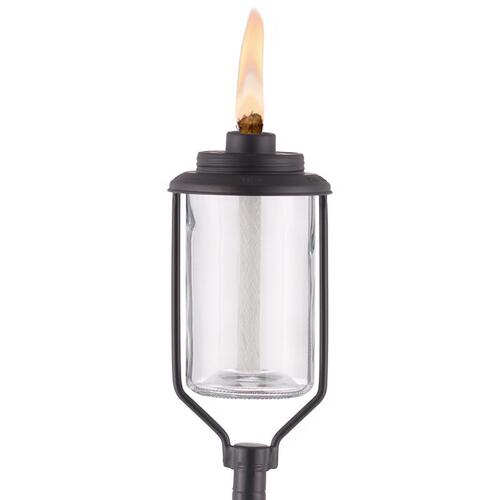 Outdoor Torch Convertible Black/Clear Glass/Metal 65" Black/Clear