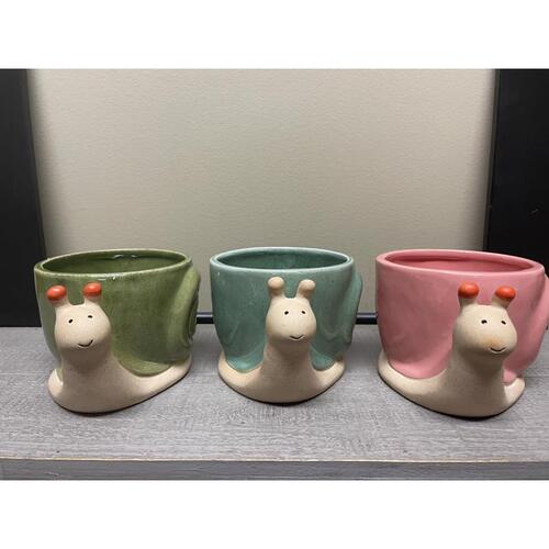Planter Assorted Ceramic 16" H Snail Assorted - pack of 3