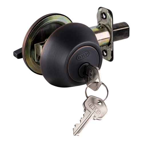 Better Home Products 10610B Marina Single Cylinder Round Deadbolt Oil Rubbed Bronze