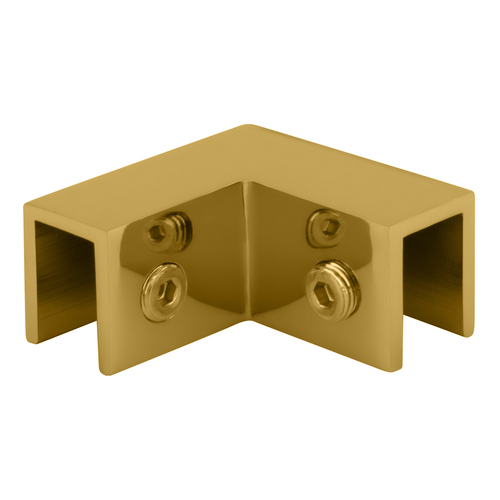 Polished Brass 90 Degree "Sleeve Over" Glass Clamp