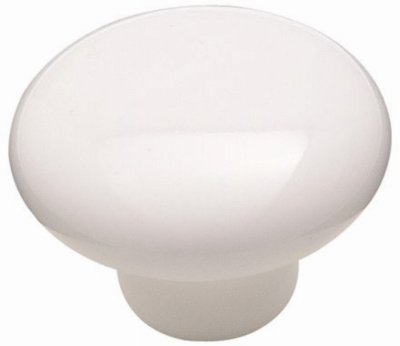 Amerock 217WHT Cabinet Knob Allison Round 1-1/2" D 1-1/16" Gloss White Gloss