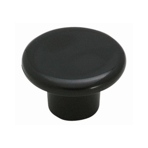 Traditional Mushroom Residential Cabinet Knob 1-1/4" Diameter  Black