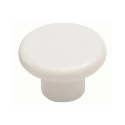 Traditional Mushroom Residential Cabinet Knob 1-1/4" Diameter  White