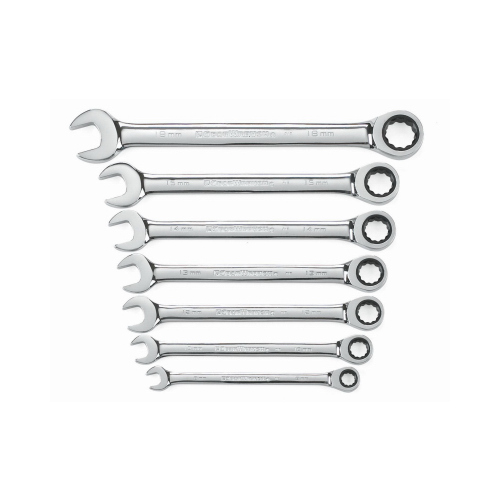 Wrench Set, 7-Piece, Steel, Polished Chrome, Specifications: Metric Measurement