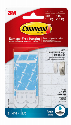 Command BATH22-ES Refill Strips Command Medium/Large Plastic Blue