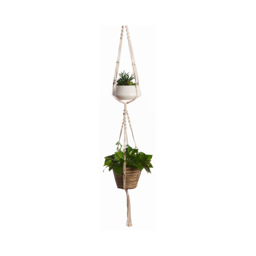Plant Hanger White Cotton 60" H 2-Tier Woven White - pack of 12