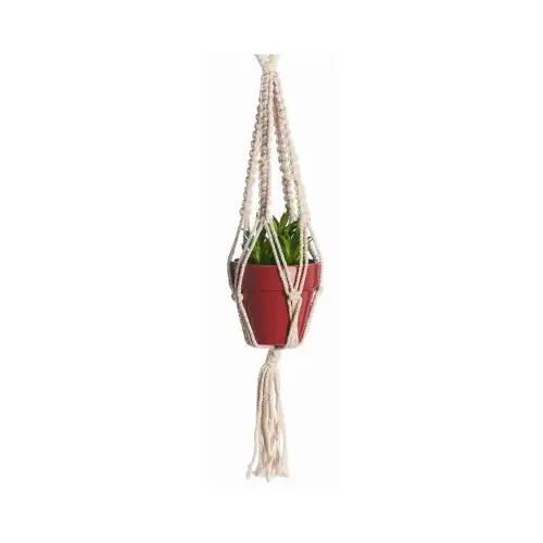 Primitive Planters 9345 Plant Hanger White Cotton 17" H ZigZag White