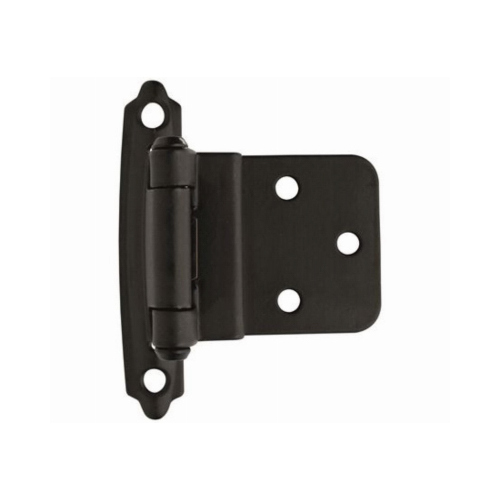 3/8" (10 mm) Inset Self Closing Face Mount Cabinet Hinge Flat Black Finish - Pair