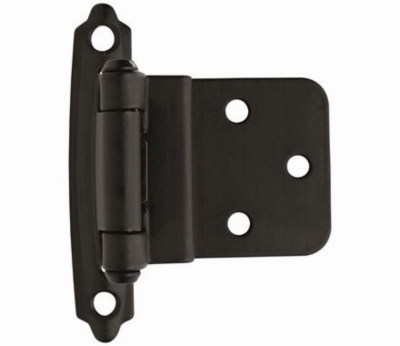 Amerock BPR3428FB 3/8" (10 mm) Inset Self Closing Face Mount Cabinet Hinge Flat Black Finish - Pair