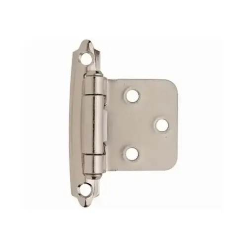 Variable Overlay Self Closing Face Mount Cabinet Hinge Bright Chrome Finish - Pair