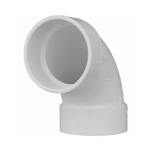 DWV 90-Degree Pipe Elbow, 1/4 In. Bend, Hub x Hub, 6 In.