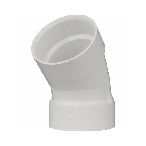 DWV 45-Degree Sanitary Elbow, 1/8 In. Bend, Hub x Hub, 6 In.