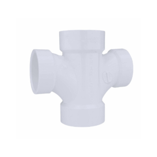 Schedule 40 DWV Double Reducing Sanitary Tee, 2 x2 x 1-1/2 x 1-1/2 In.