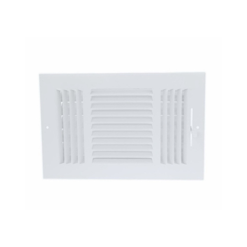 American Metal Products 383W14X6 Ceiling Register 6" H X 14" W 3-Way White Steel White