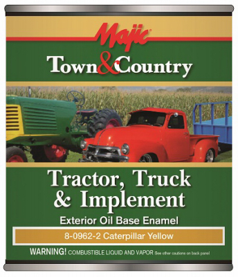 TRUE VALUE MFG COMPANY 8-0962-2 Town & Country Tractor, Truck & Implement Enamel Paint, Oil Base, Caterpillar Yellow, Qt.