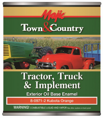 TRUE VALUE MFG COMPANY 8-0971-2 Town & Country Tractor, Truck & Implement Enamel Paint, Oil Base, Kubota Orange, Qt.